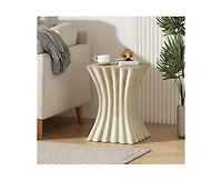 sumyeg Wave Shaped Mgo Side Table Sandstone Effect 200lbs Capacity Indoor Outdoor End