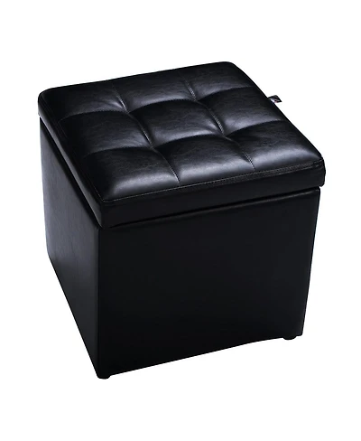 sumyeg 16-Inch Ottoman Pouffe with Hinge Top Storage for Living Room or Bedroom