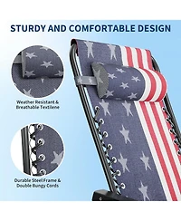 gaomon Set of 2 Folding Portable Patio Lounge Chair, Camping Chair for Deck, Beach, Yard, Garden