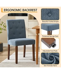 homfan Upholstered Parsons Dining Chairs Set of 2, Linen Fabric, Sturdy Wood Legs, Modern Kitchen Side Chairs