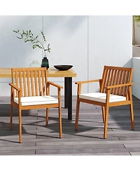 Sugift Acacia Wood Patio Armchairs Set of 2 with Padded Cushions
