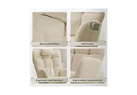 homfan Nursery Rocking Chair with Ottoman, Teddy Upholstered Glider High Backrest, Armchair Reading for Adults