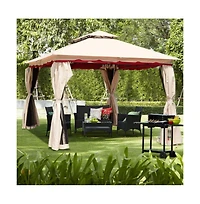 Slickblue 13x10 Feet Outdoor Gazebo Canopy with Steel Frame and Netting