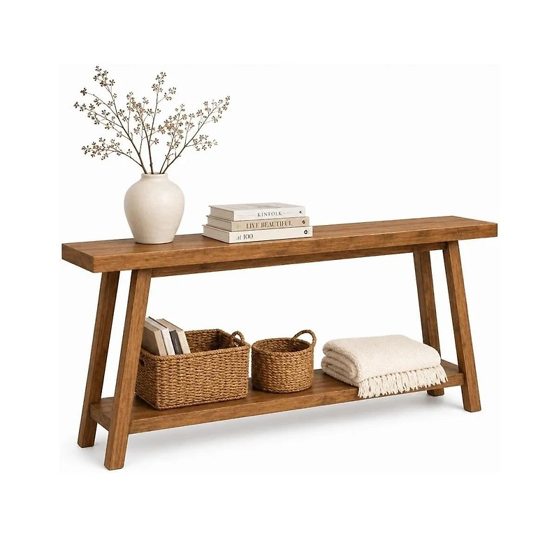 homfan 70.9" Extra Long Rustic Console Table, Narrow Sofa Table Behind Couch, Farmhouse Entryway for Hallway Living Room