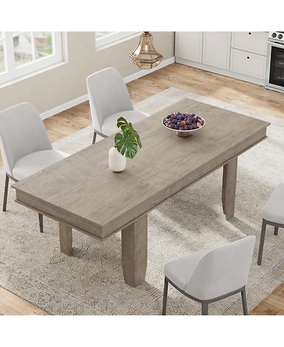 homfan Farmhouse Dining Table for 6-8, 63" Long Kitchen Table with Sturdy Frame