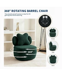 gaomon 360degree(s) Swivel Accent Chair with Storage,Comfy Armchair Teddy Velvet with Upholstered Cushion for Makeup Room, Bedroom, Apartment