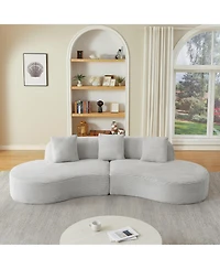 Sailvan Corduroy Compressed Upholstered Curved Sectional Sofa with Scatter Cushions-No assembly