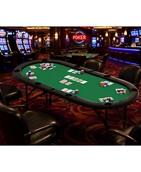 homfan 71" Collapsible Oval Poker Table for 8 Casino-Style Game Table with Padded Rails and Cup Holders, Folding Legs for Texas Holdem or Blackjack