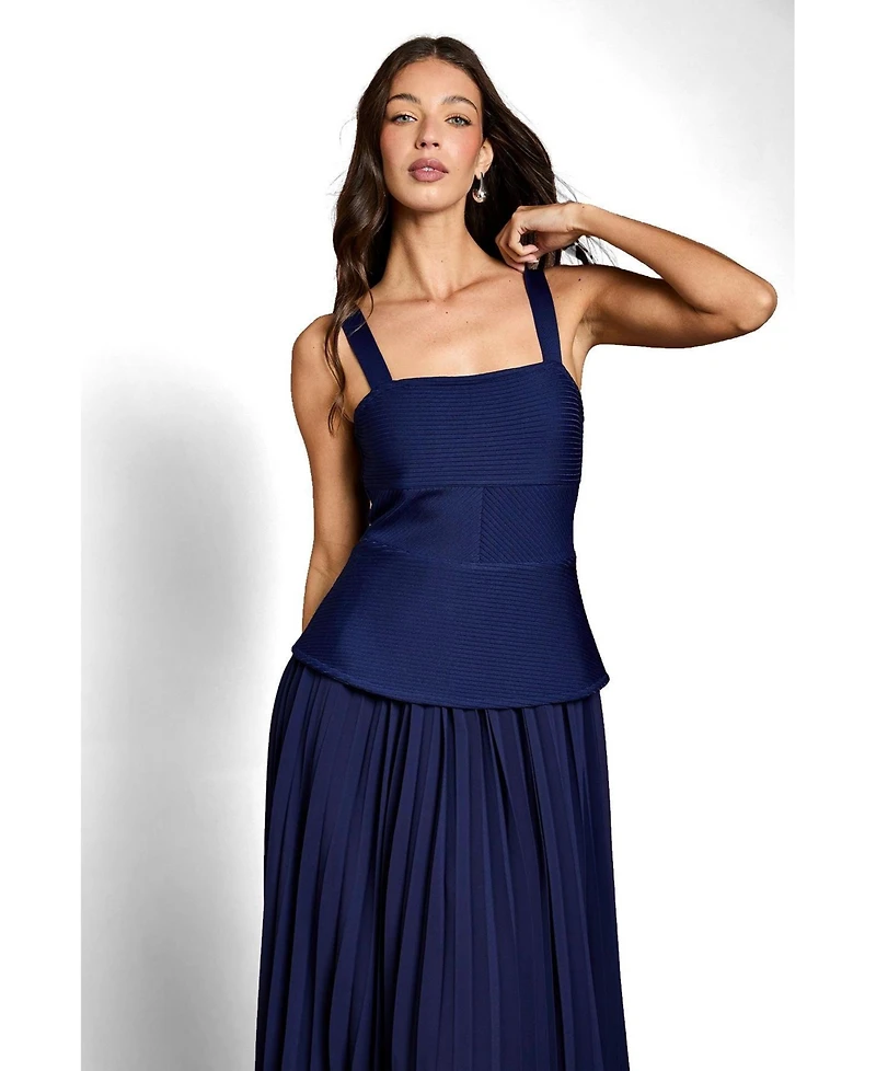 Coast Women's Bandage Square Neck Pleated Midi Dress