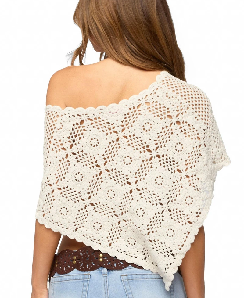 Edikted Women's Lilianna Scalloped Crochet Poncho