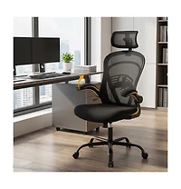 homfan Ergonomic Wide-Seat Office Chair with Flip Armrests, Lumbar Support, 350 lb