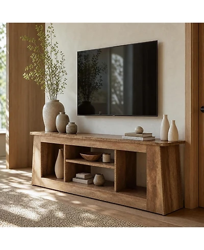 Tribesigns 63-Inch Tv Stand for Living Room, Farmhouse Media Console with 4 Open Storage Compartments, for 45/55/65-inch Tv