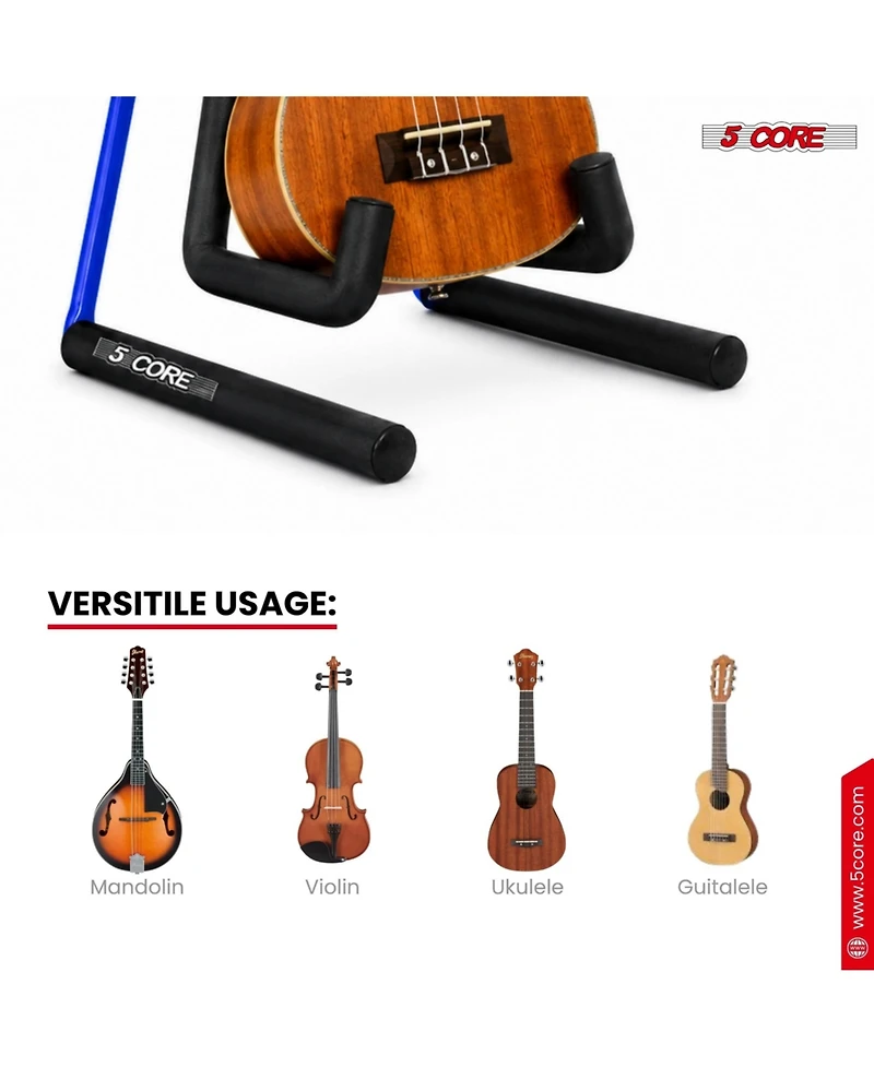 5 core Ukulele Stand A Frame Metal Body with Soft Padded Arms Support Banjo Ukuleles Mini Guitar Violin