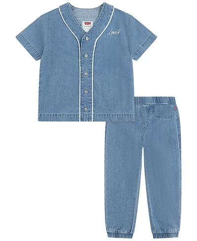 Levi's Baby Boys' Baseball T-Shirt and Pants, 2-Piece Set