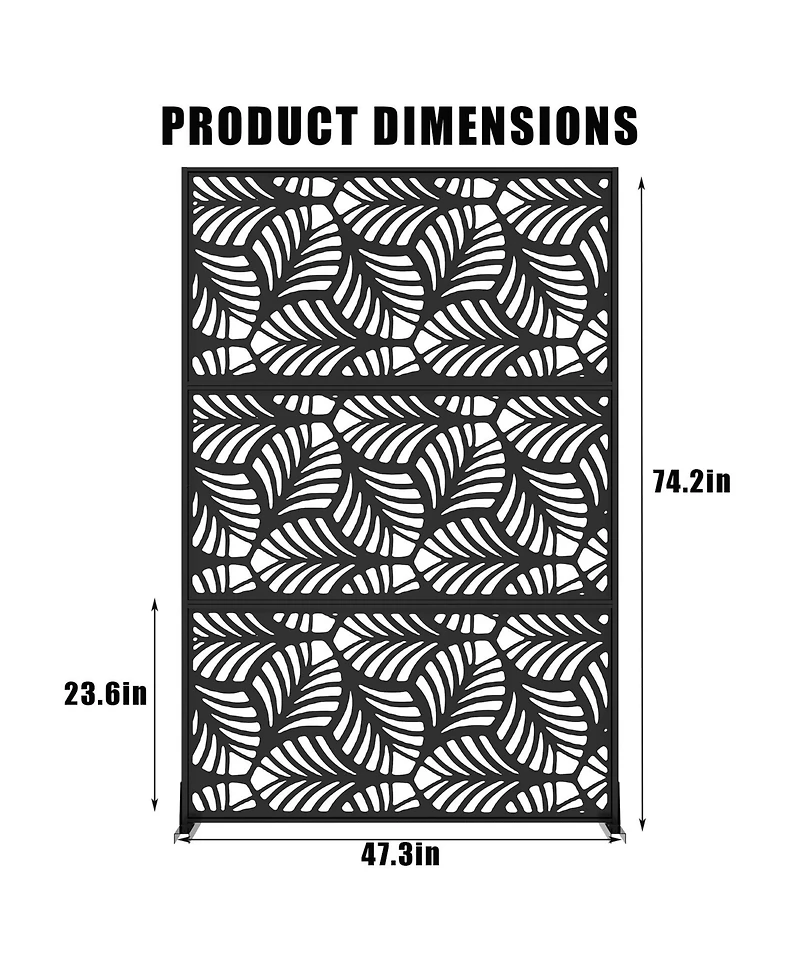 gaomon 47 x 72 Inch Freestanding Metal Privacy Screen Petal Pattern Room Divider Indoor Outdoor for Patio Garden