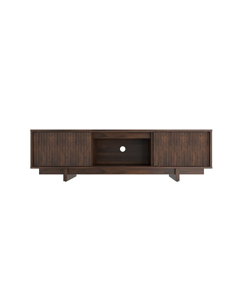 homfan 55/63 Inch Tv Stand, Farmhouse Tv Stand with Louvered Door, Mid Century Entertainment Center with Storage