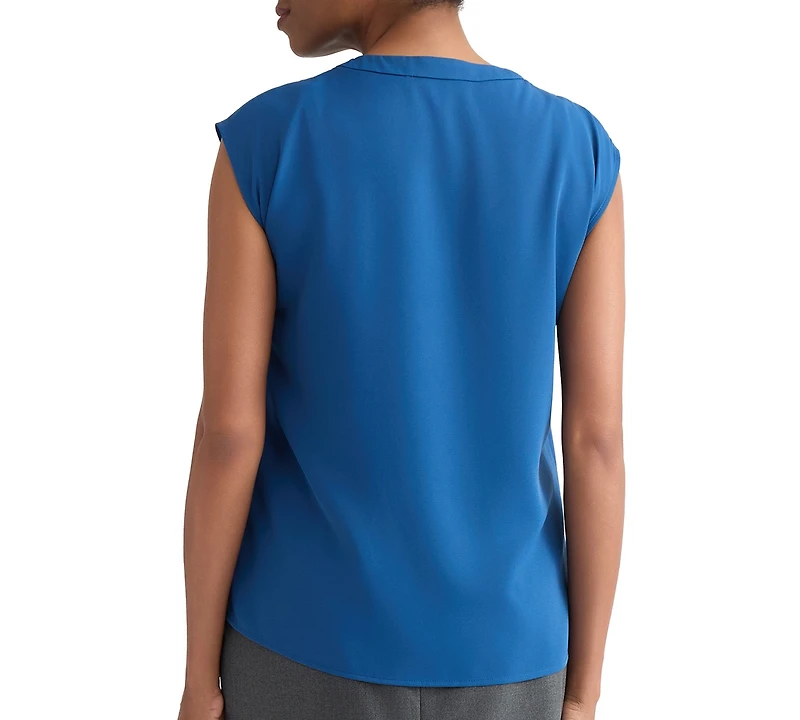 Kasper Women's Pleat-Neck Sleeveless Blouse