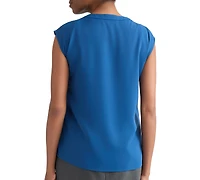 Kasper Women's Pleat-Neck Sleeveless Blouse
