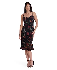 Siena Women's Sweetheart Neck Embroidered Lace Midi Dress