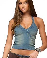 Edikted Women's Cecie Denim Halter Top