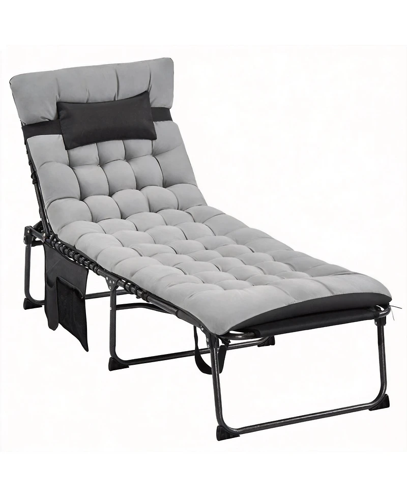 Aofar 5 Position Folding Tanning Chair Outdoor Chaise Lounge Pad
