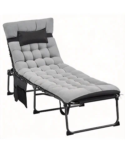 Aofar 5 Position Folding Tanning Chair Outdoor Chaise Lounge Pad
