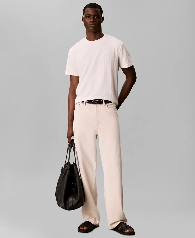 Calvin Klein Men's Vertical Stripe Textured Crewneck T-Shirt