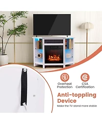 Costway Fireplace Tv Stand with Led Lights and 18" Electric Fireplace for Tvs up to 50"