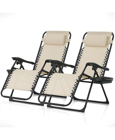 Aofar Zero Gravity Chair Recliner Lounge Folding Side Tray Set of 2