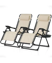 Aofar Zero Gravity Chair Recliner Lounge Folding Side Tray Set of 2