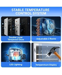 homfan 46 Bottle Compressor Wine Cooler, Digital Touch Control Wine Refrigerator with Double Tempered Glass, Quiet Free standing