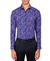 Society of Threads Men's Slim Fit 4-Way Stretch Performance Paisley Dress Shirt