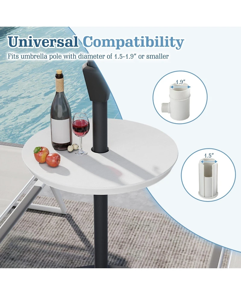 Sugift 20 in Outdoor Adjustable Umbrella Side Table for 1.5 in and 1.9 in Poles