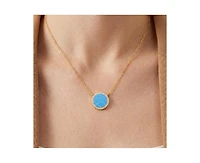Rachel Glauber Dainty 14K Gold Plated Sparkling Opal and Cz Halo Necklace