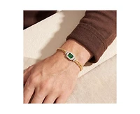 Rachel Glauber Unique 14K Gold Plated Brilliant Cz Link Chain Bracelet