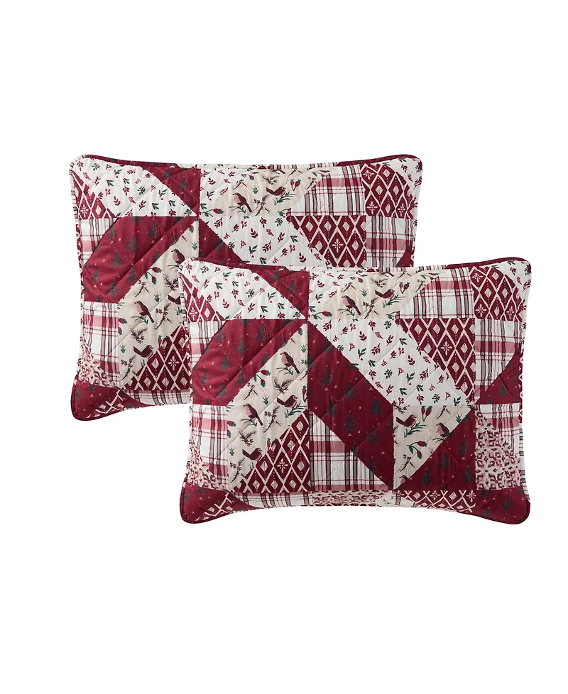 Seventh Studio Cardinal Patchwork Quilted 3-Piece Quilt Set