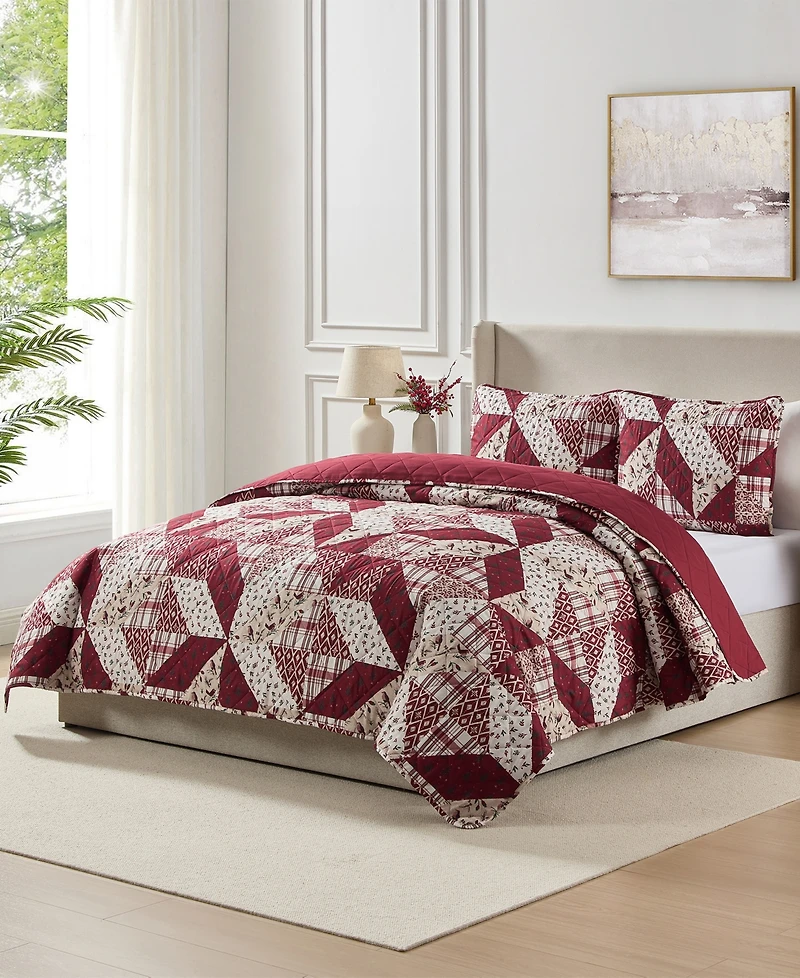 Seventh Studio Cardinal Patchwork Quilted 2-Piece Quilt Set, Twin