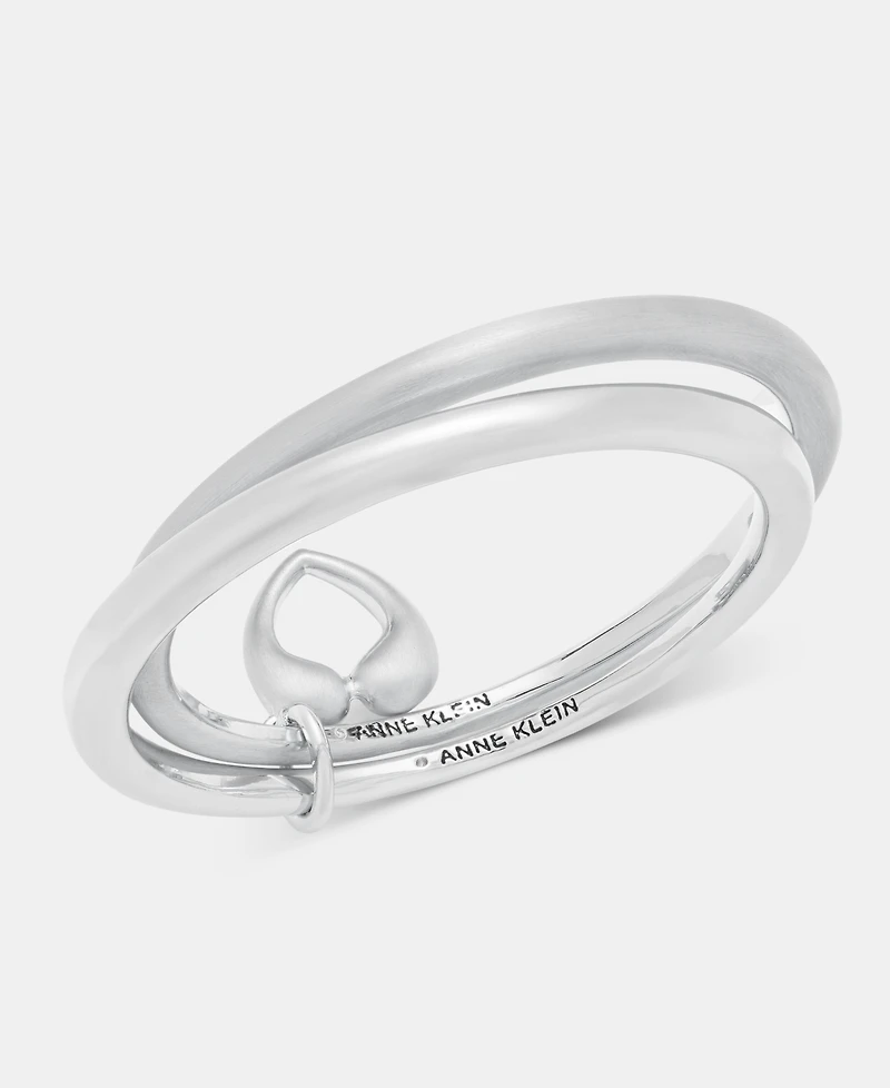 Anne Klein Puffy Heart Charm Bangle Bracelets, 2-Piece Set