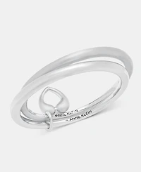Anne Klein Puffy Heart Charm Bangle Bracelets, 2-Piece Set
