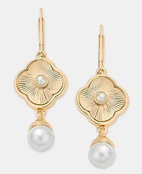 Anne Klein Imitation Pearl Quartofoil Drop Earrings