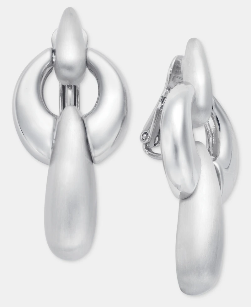 Anne Klein Puffy Linked Clip-On Linear Drop Earrings