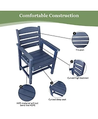 Hips All-Weather Outdoor Patio Dining Chair, Garden Backyard Armchair with Supportive Curved Backrest