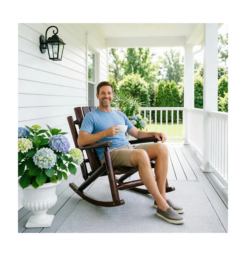 2 Piece Hips All-Weather Outdoor Glider Chair, Single Patio Rocker with Removable Cup Holders