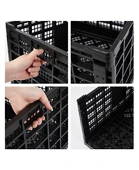 gaomon 10PCS Stackable Collapsible Heavy Duty Plastic Storage Organizer Crate for Outdoor Office, Home, School, Camping