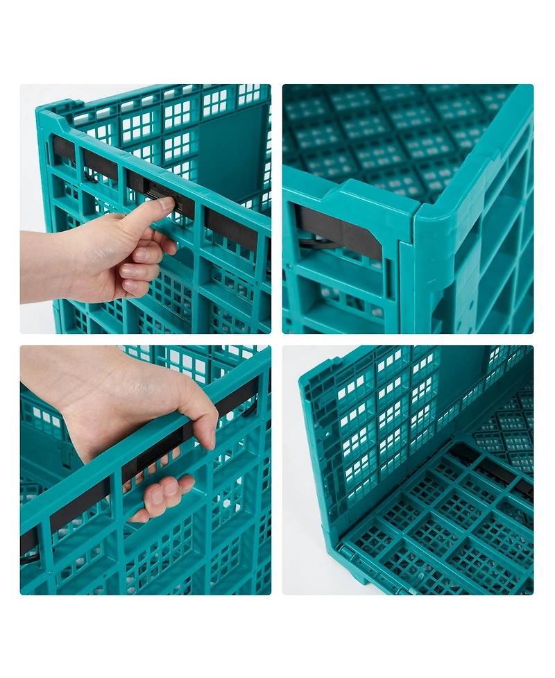 gaomon 2Pieces Stackable Collapsible Heavy Duty Plastic Storage Organizer Crate for Outdoor Office, Home, School, Camping