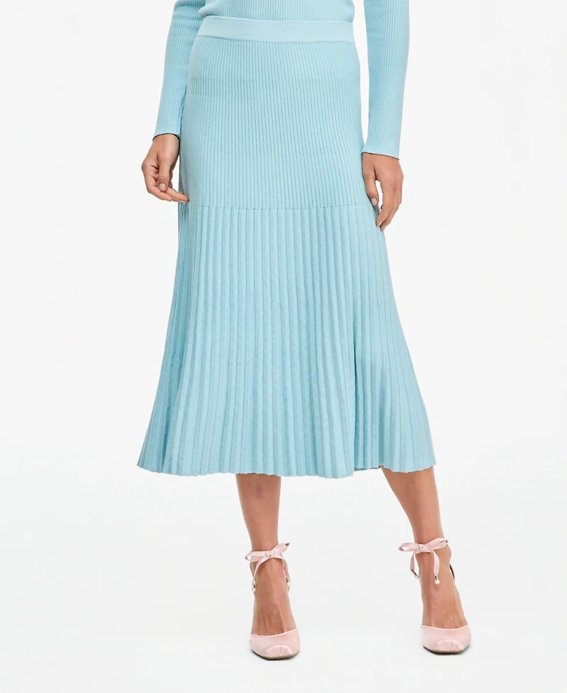 I.n.c. International Concepts Women's Pleated Rib Sweater Skirt, High-Waisted Midi, Macy's Exclusive