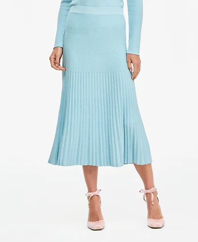 I.n.c. International Concepts Women's Pleated Rib Sweater Skirt, High-Waisted Midi, Macy's Exclusive