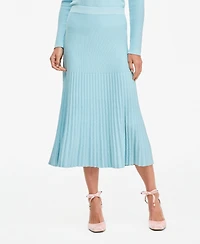 I.n.c. International Concepts Women's Pleated Rib Sweater Skirt, High-Waisted Midi, Macy's Exclusive