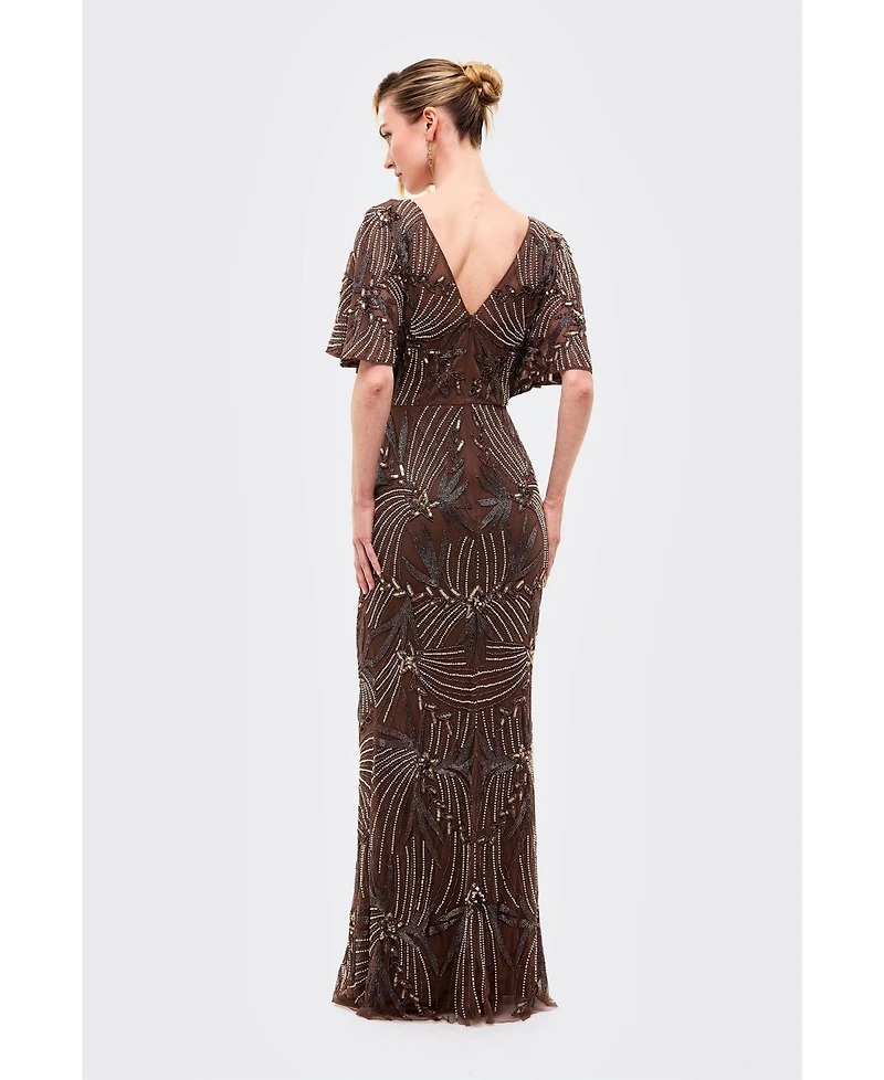 Beauut Women's Embellished Sequin Fitted Gown