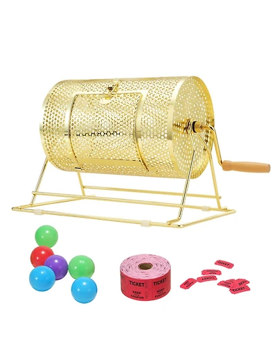 Vevor Raffle Drum Brass Plated Lottery Cage Holds 2500 Tickets/100 Bingo Balls
